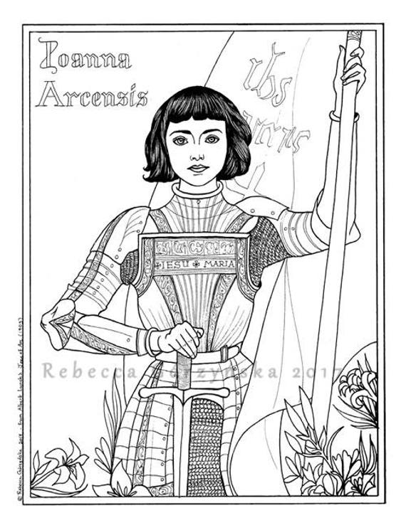 Catholic coloring page joan of arc coloring page