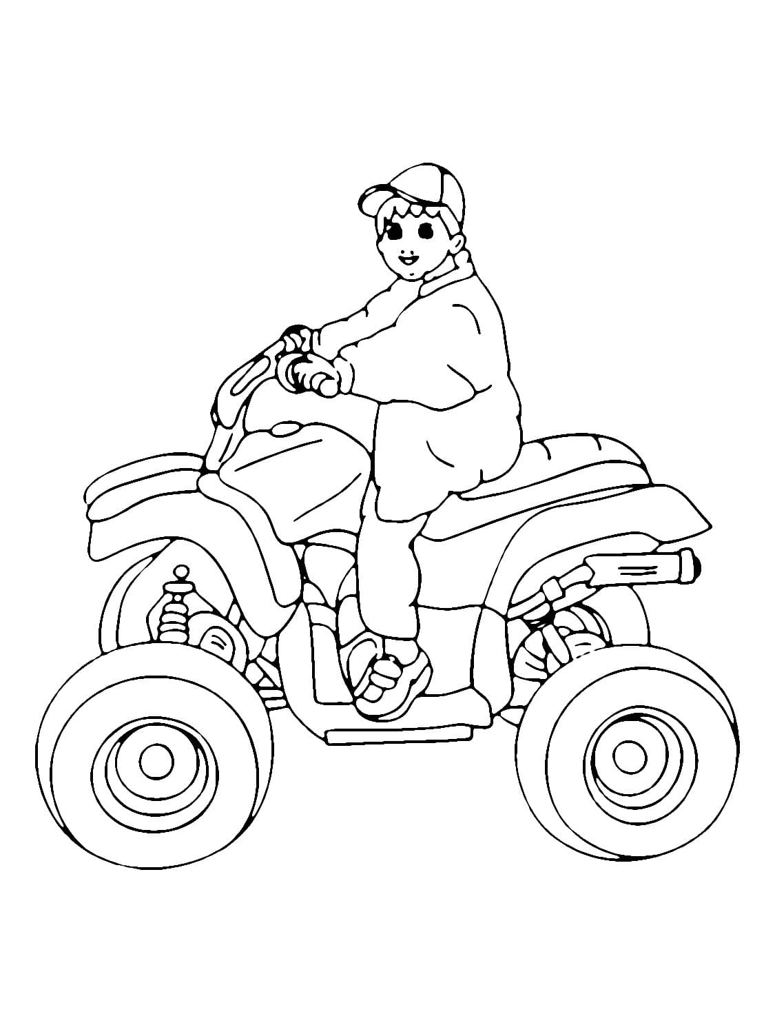 A boy on atv coloring page