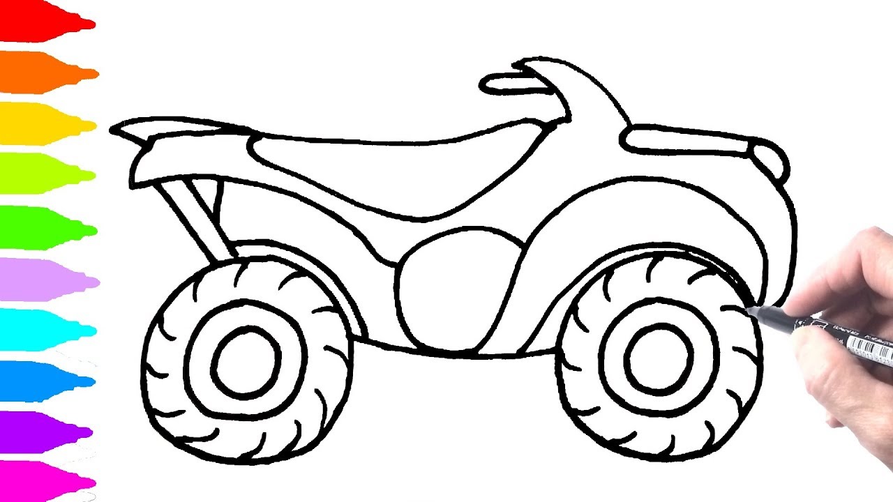 Quad bike coloring pages colors with vehicles video coloring video