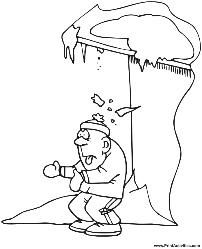 Icicle coloring page icicle falling on boys head