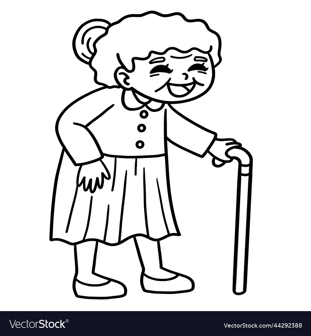 Old woman isolated coloring page for kids vector image