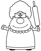 Grandma coloring page with hearts