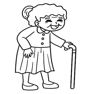 Premium vector old woman isolated coloring page for kids