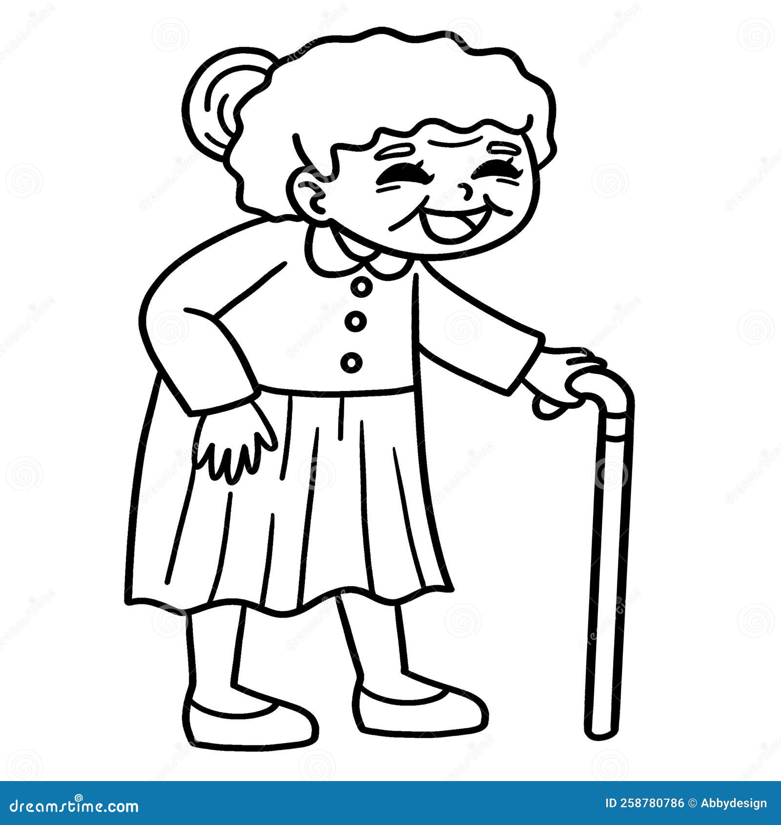 Old woman isolated coloring page for kids stock vector