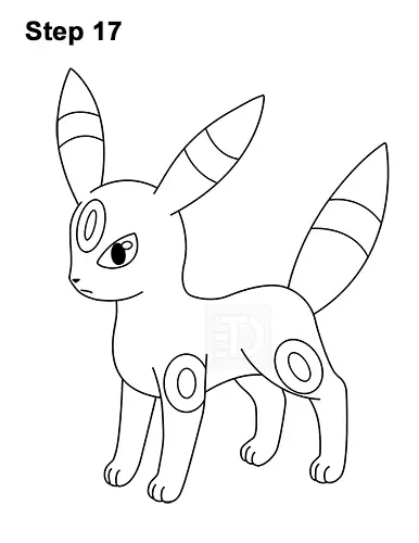 How to draw umbreon pokemon video step