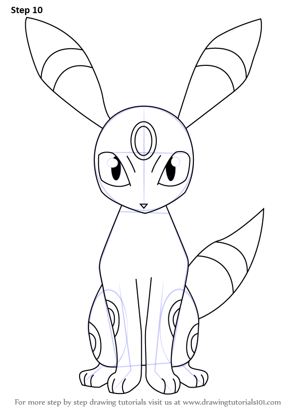 How to draw umbreon from pokemon pokemon step by step