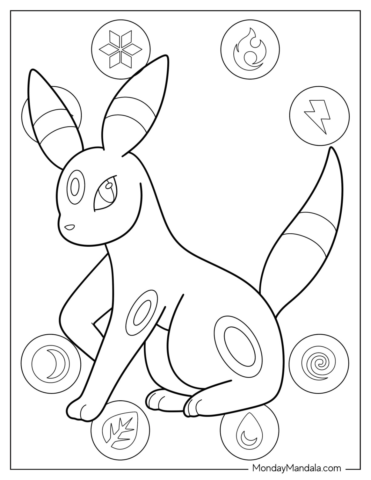 Umbreon coloring pages free pdf printables