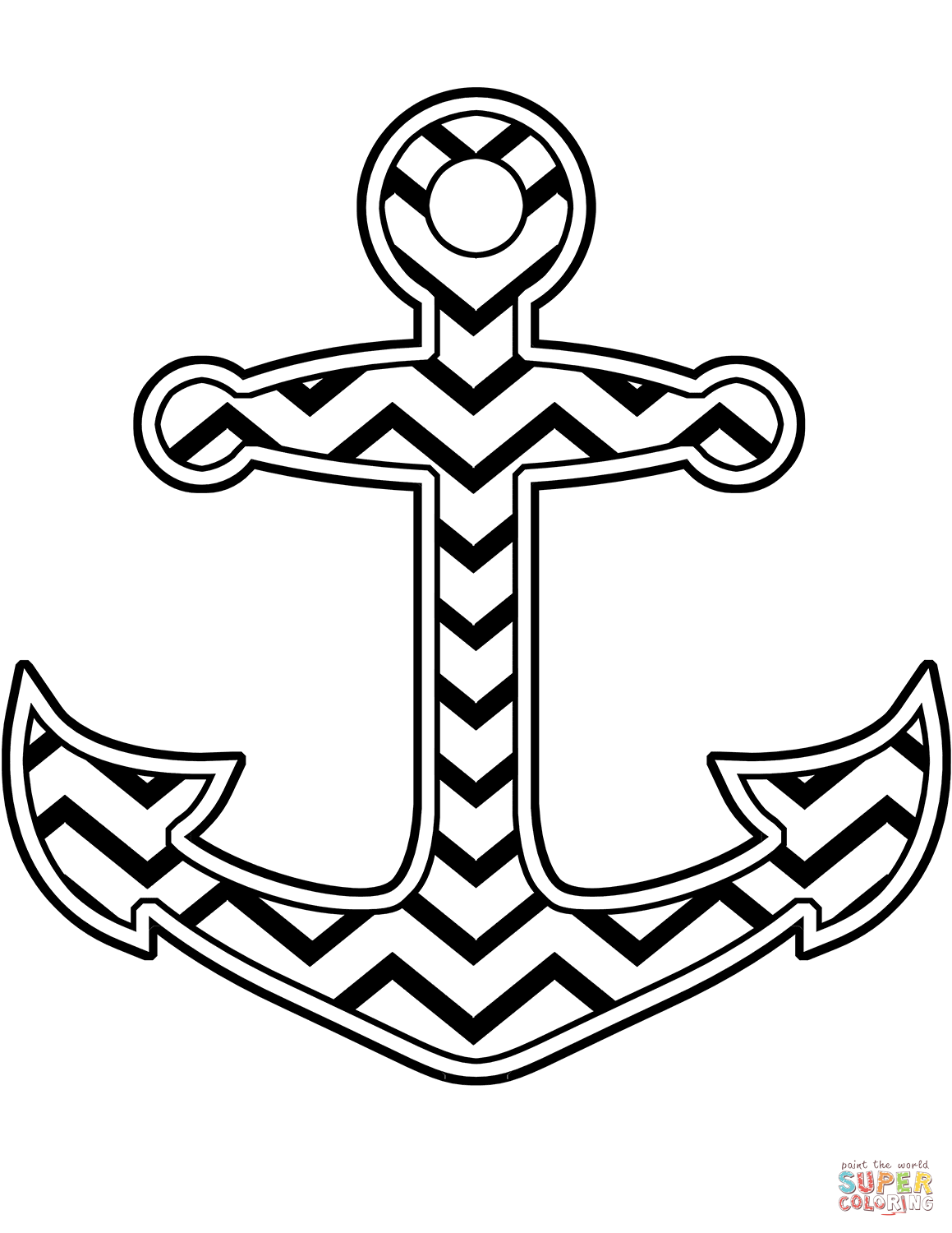 Chevron anchor coloring page free printable coloring pages