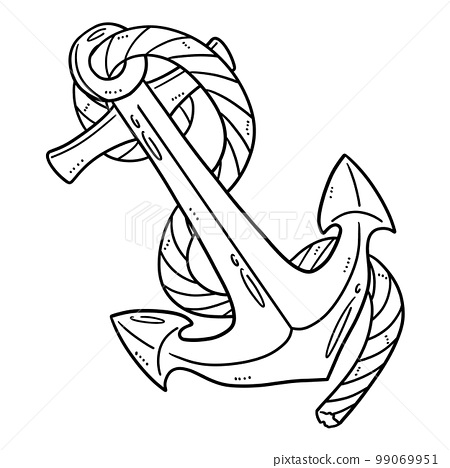 Sea anchor isolated coloring page for kids