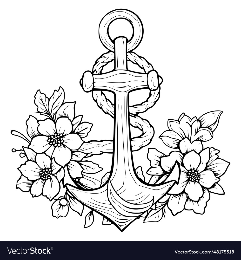 Anchor coloring pages drawing for kids royalty free vector