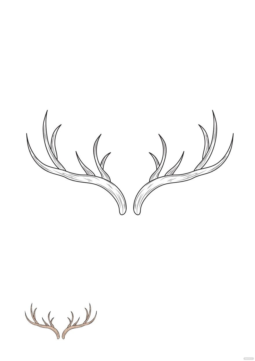 Free deer antlers coloring page