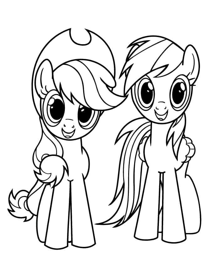 Applejack and rainbow dash my little pony coloring page