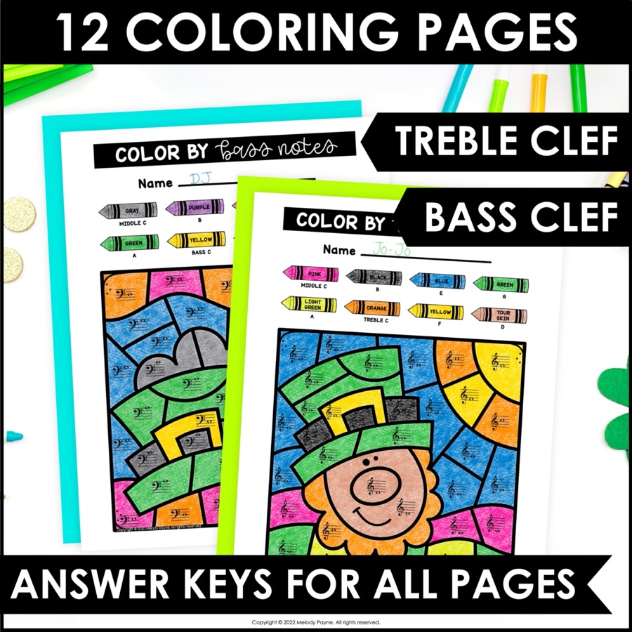 Lucky st patricks day music coloring pages