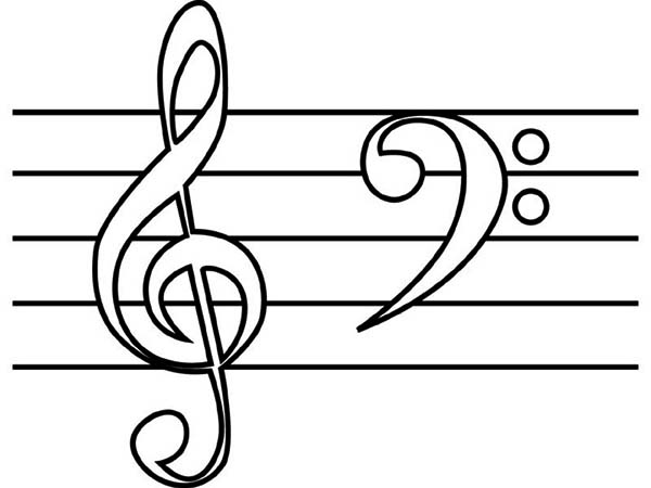 Treble clef and bass clef coloring page coloring pages music theory worksheets music worksheets