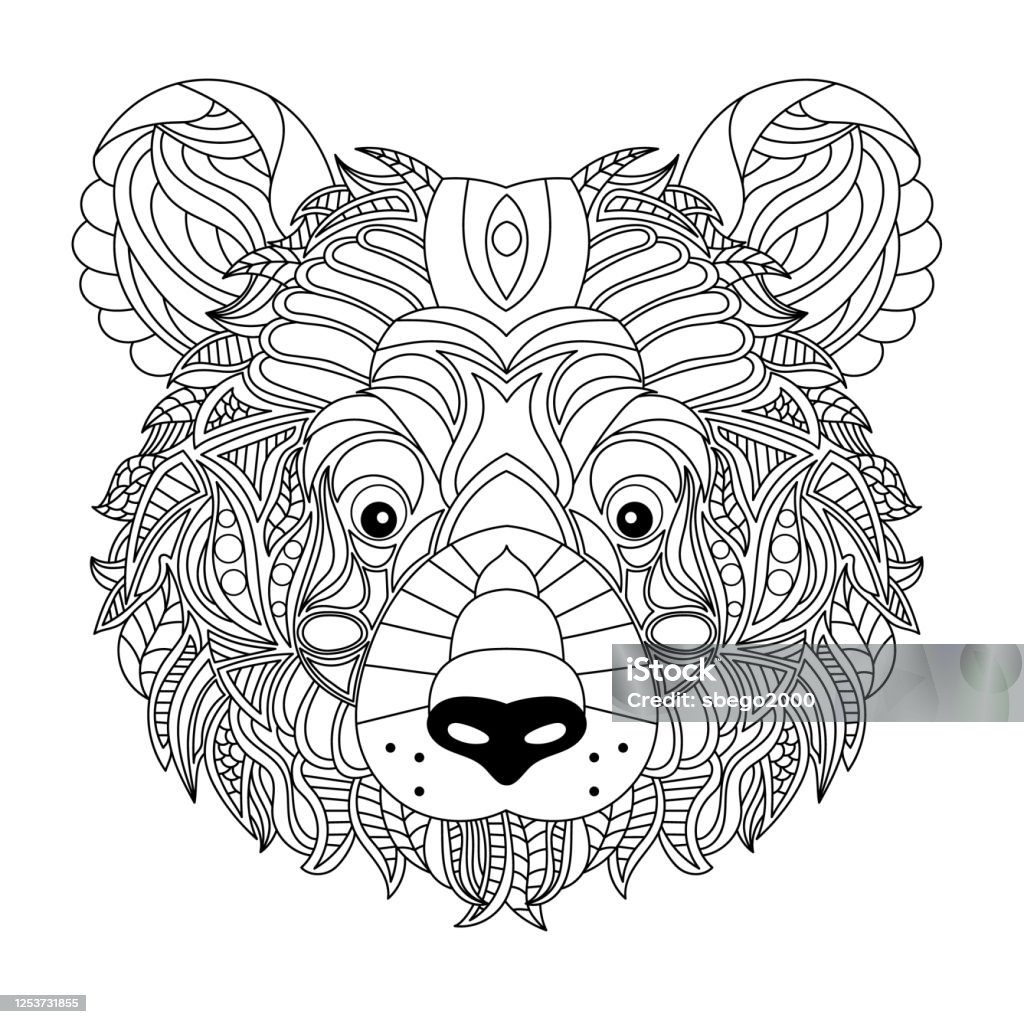 Bear head coloring book illustration stock illustration