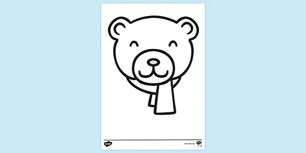 Bear head colouring sheet pdf colouring pages for kids