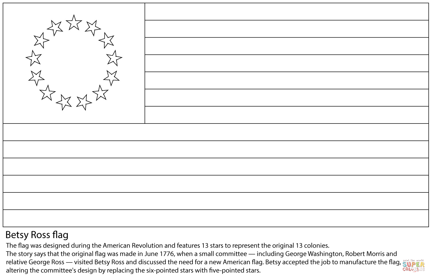 Betsy ross flag coloring page free printable coloring pages