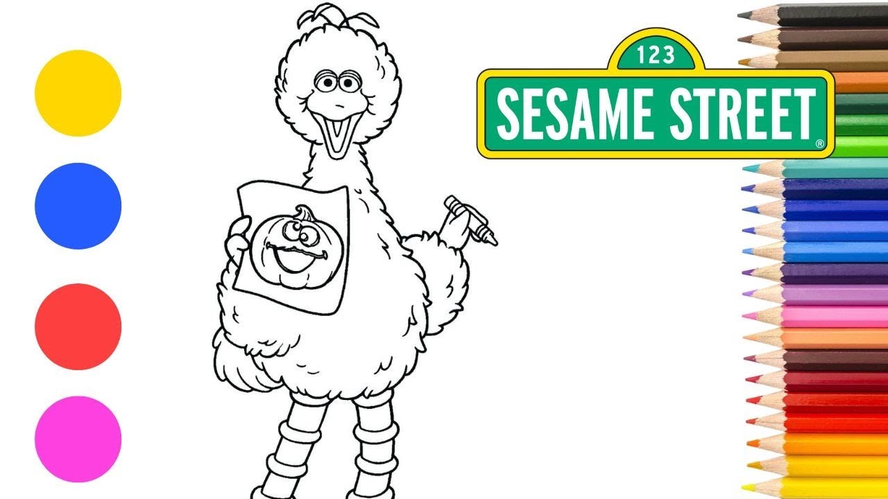 Coloring sesae street big bird drawing tutorial drawing big bird