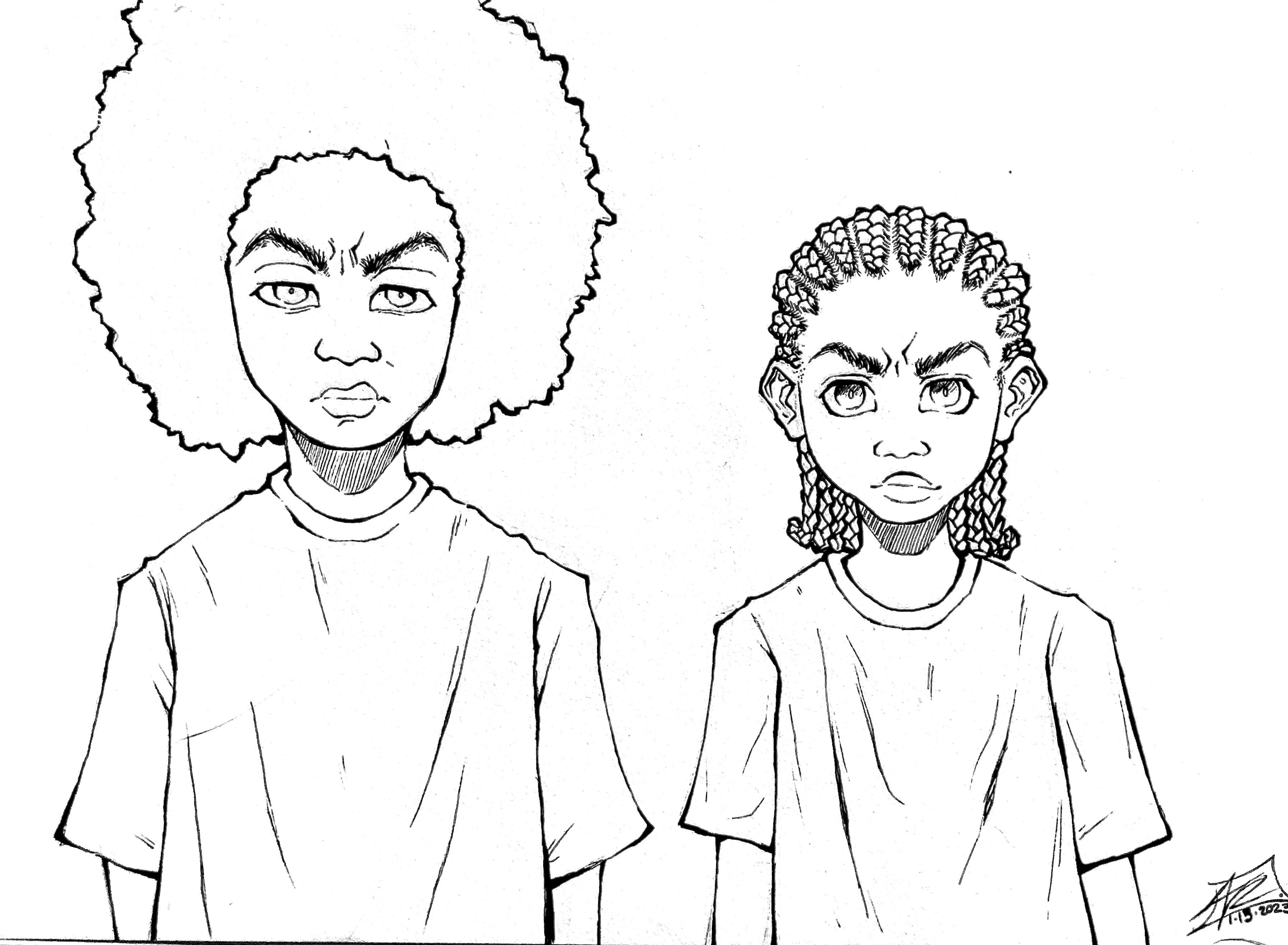 Wip more boondocks art in my style radultswim