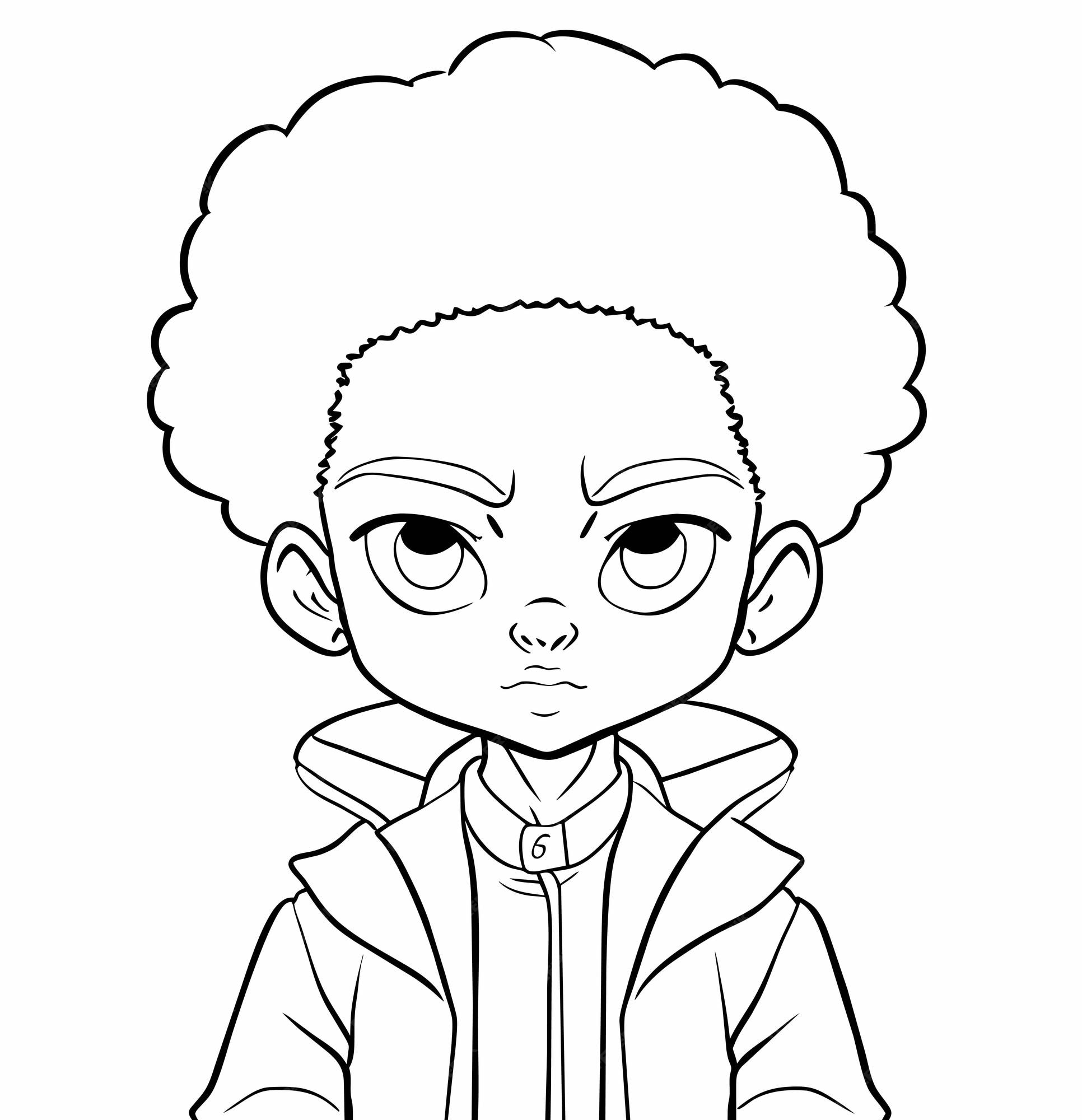 Premium vector afro boy coloring page vector