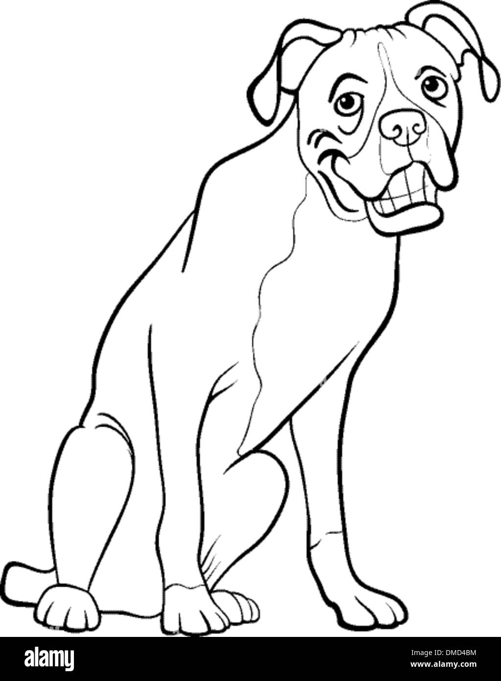 Boxer dog cartoon for coloring book stock vector image art