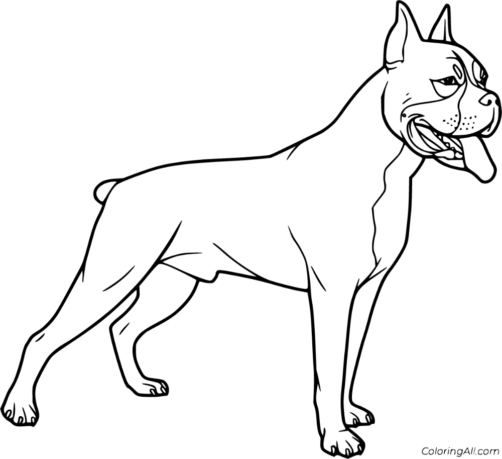 Free printable boxer dog coloring pages easy to print from any device and automatically fit any paper size boxer dogs dog line art dog coloring page