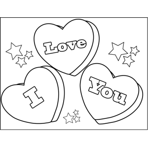 I love you candy hearts coloring page