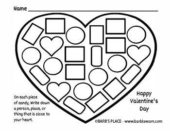 Candy hearts activity and color sheets for kids by barbs place