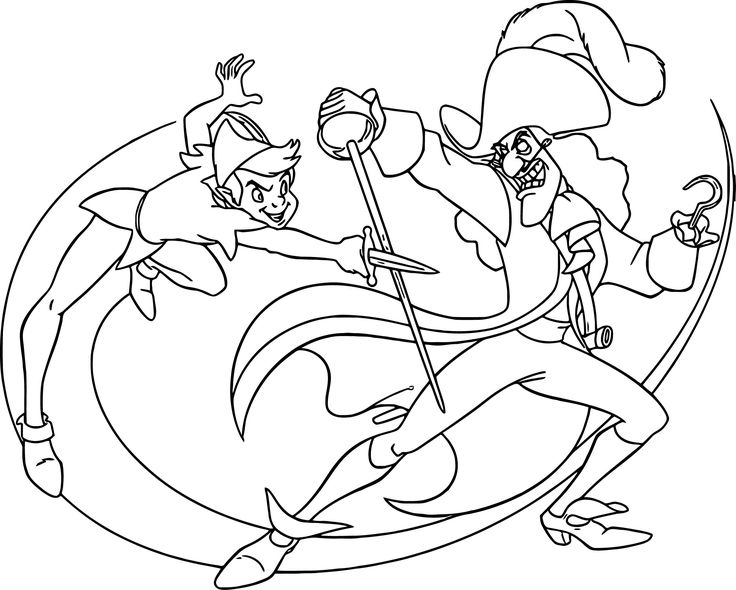 Peter pan and captain hook coloring pages