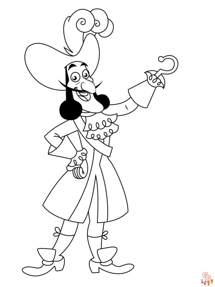 Printable captain hook coloring pages free for kids and adults