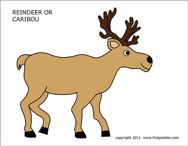 Caribou or reindeer free printable templates coloring pages