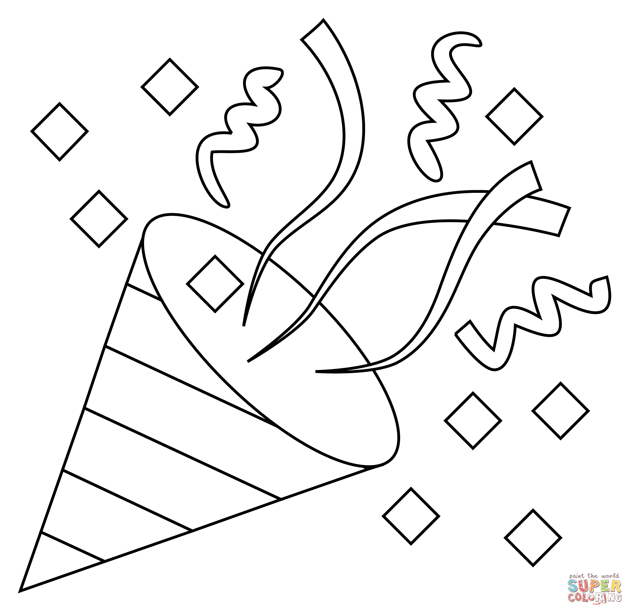 Party popper coloring page free printable coloring pages