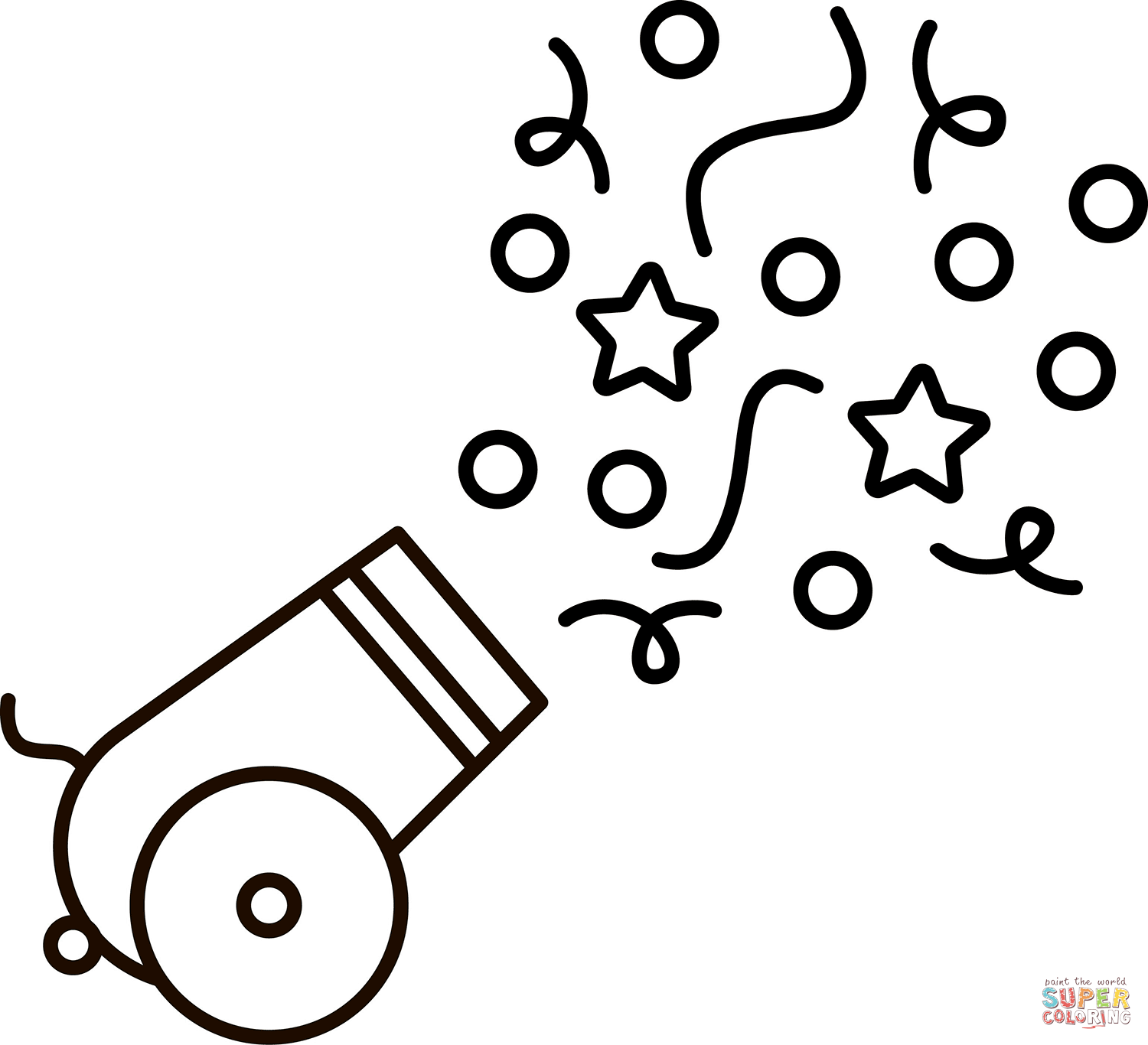 Confetti cannon coloring page free printable coloring pages