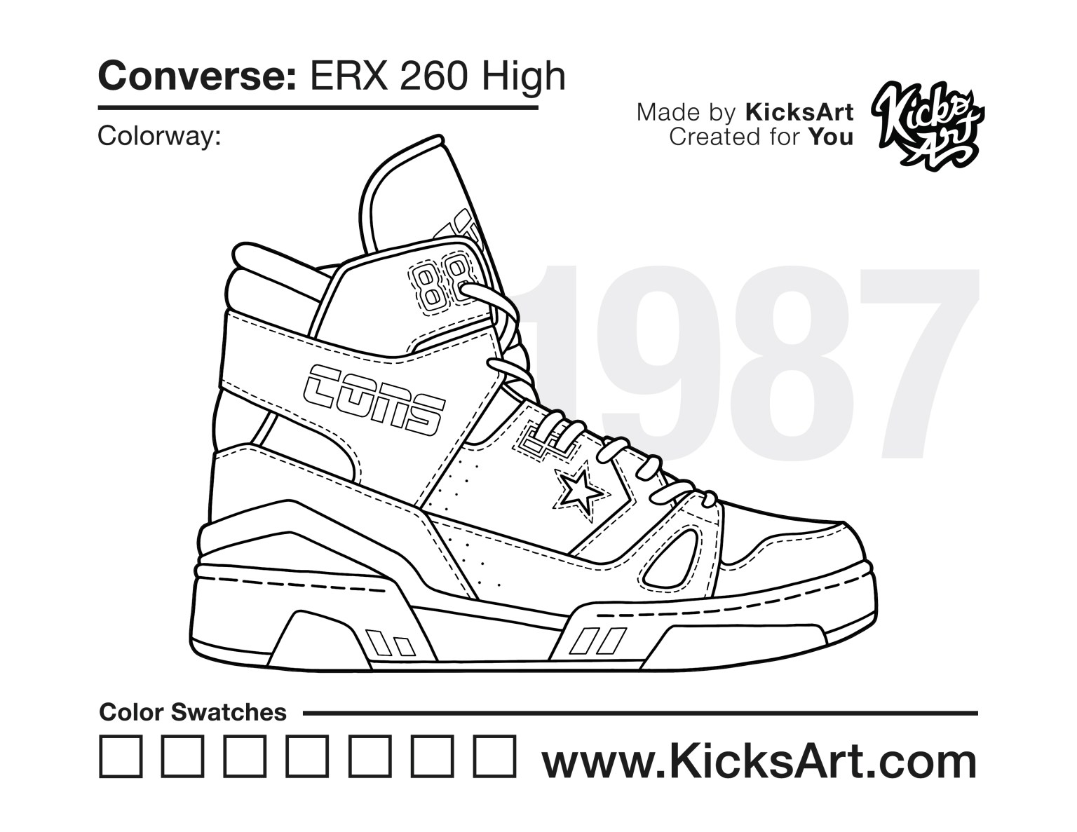 Converse erx sneaker coloring pages