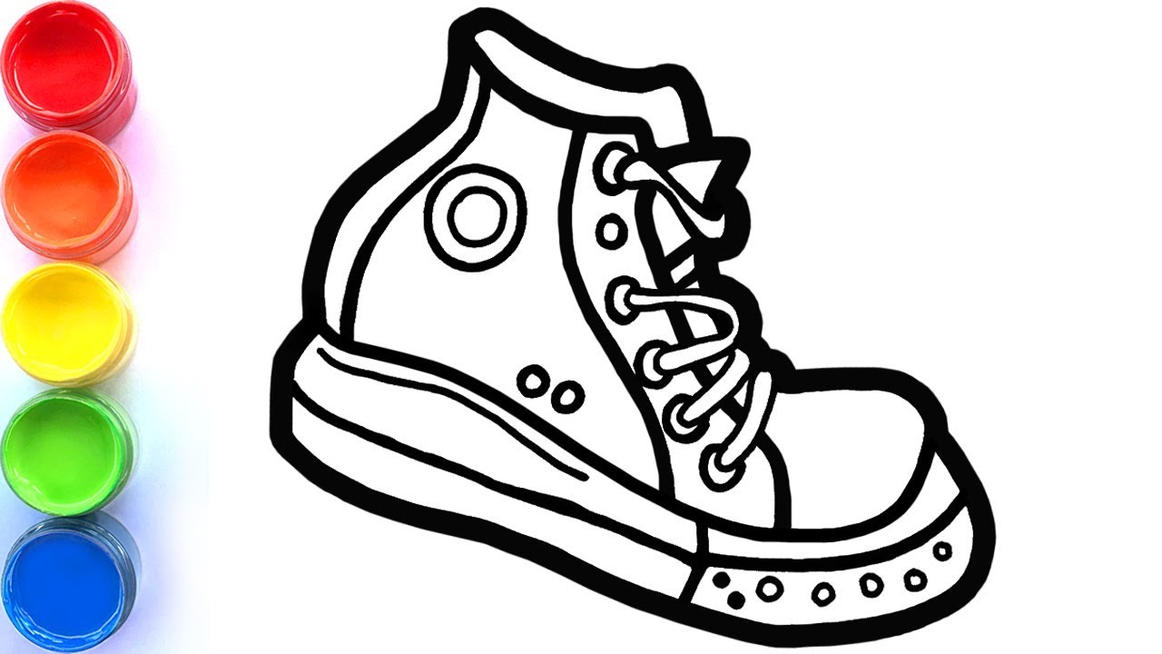 Draw and paint converse shoes coloring pages for kids toddlers tom toy art ã