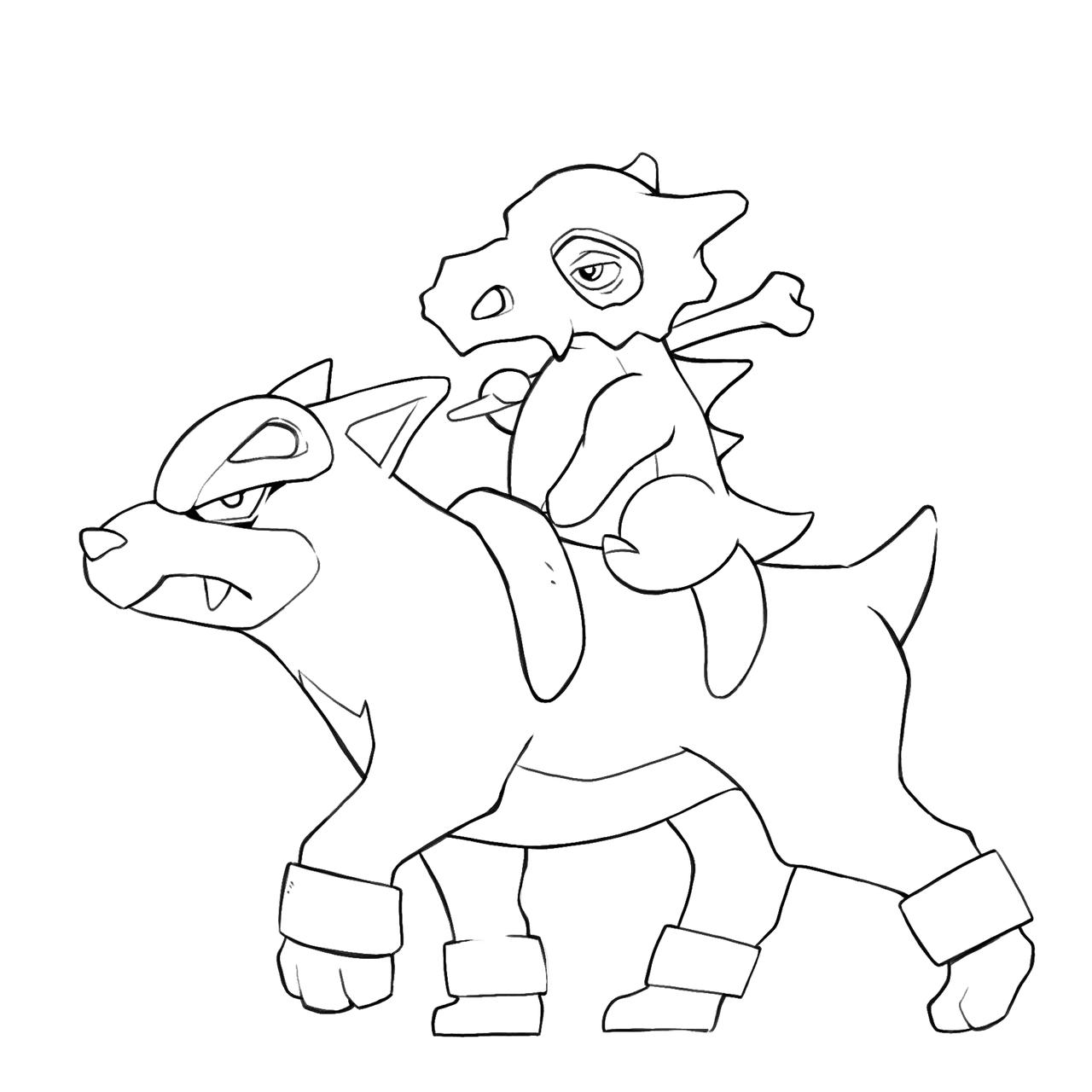 Houndour and cubone coloring page by fancycraftsofficial on