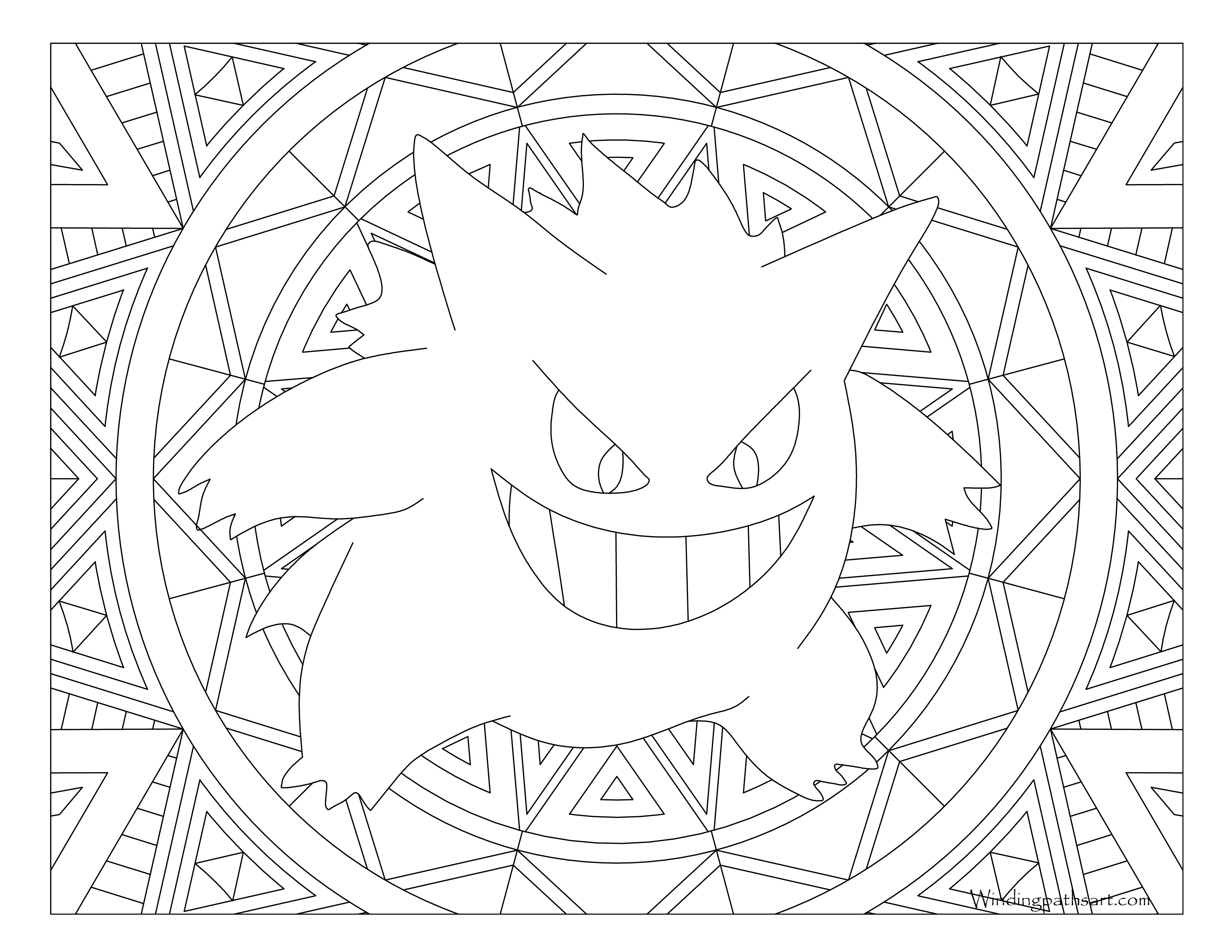 Gengar pokemon coloring page