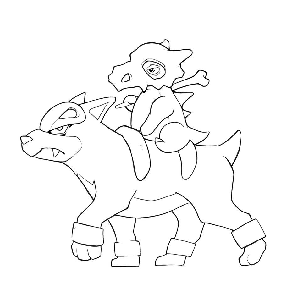 Houndour and cubone coloring page by fancycraftsofficial on