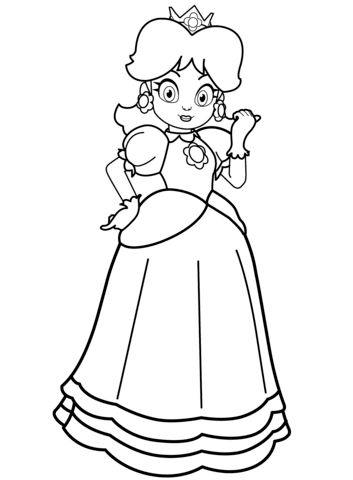 Princess daisy coloring page free printable coloring pages