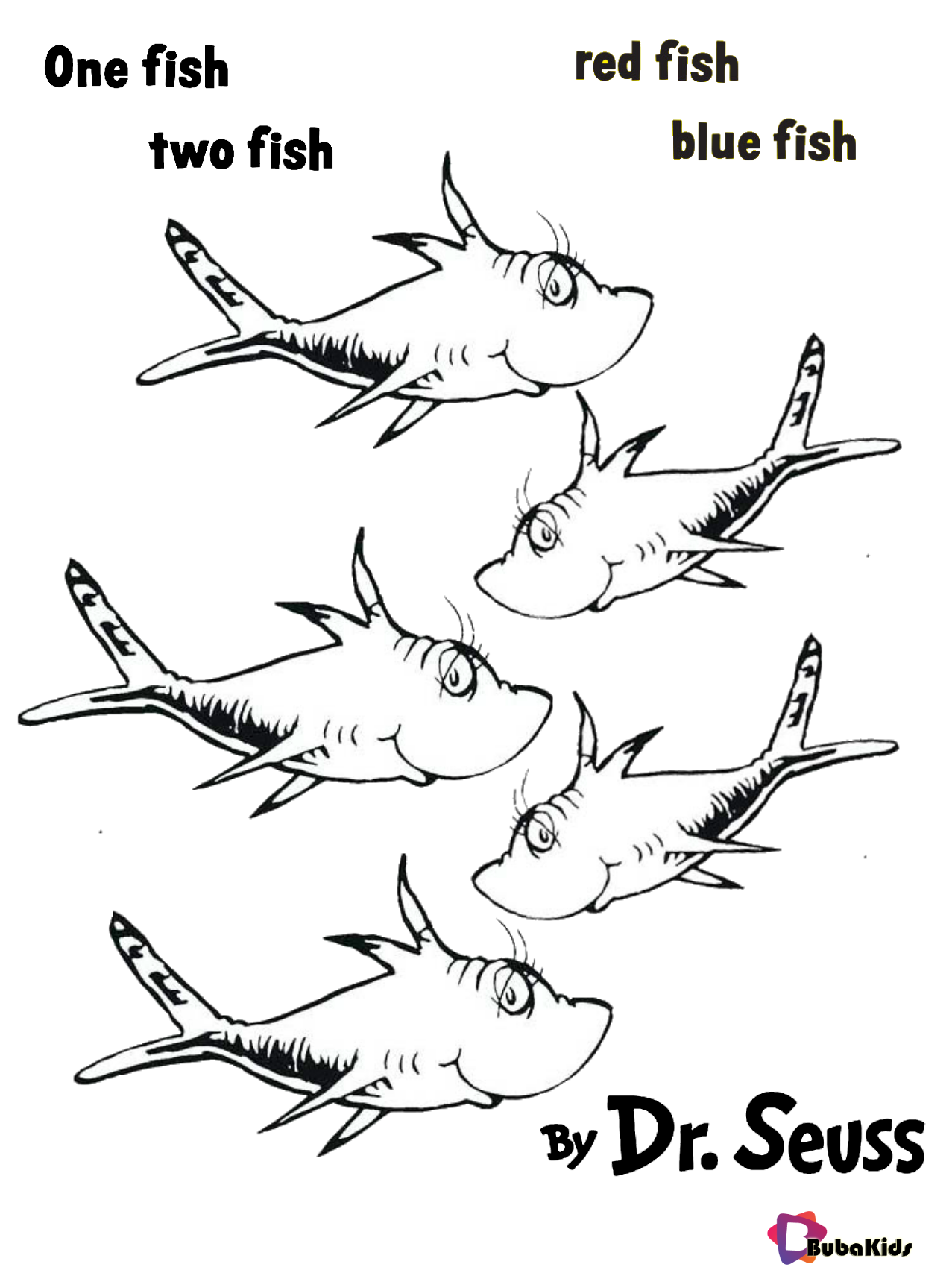 Dr seuss one fish two fish red fish blue fish coloring pages bubakids fish coloring page one fish two fish dr seuss coloring pages