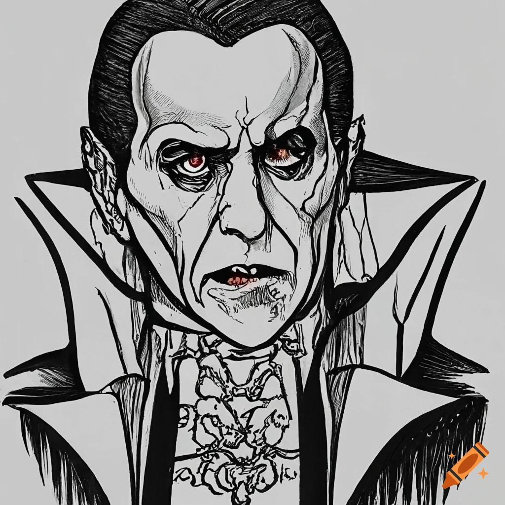 Dracula coloring page detailed ink poster vampire on