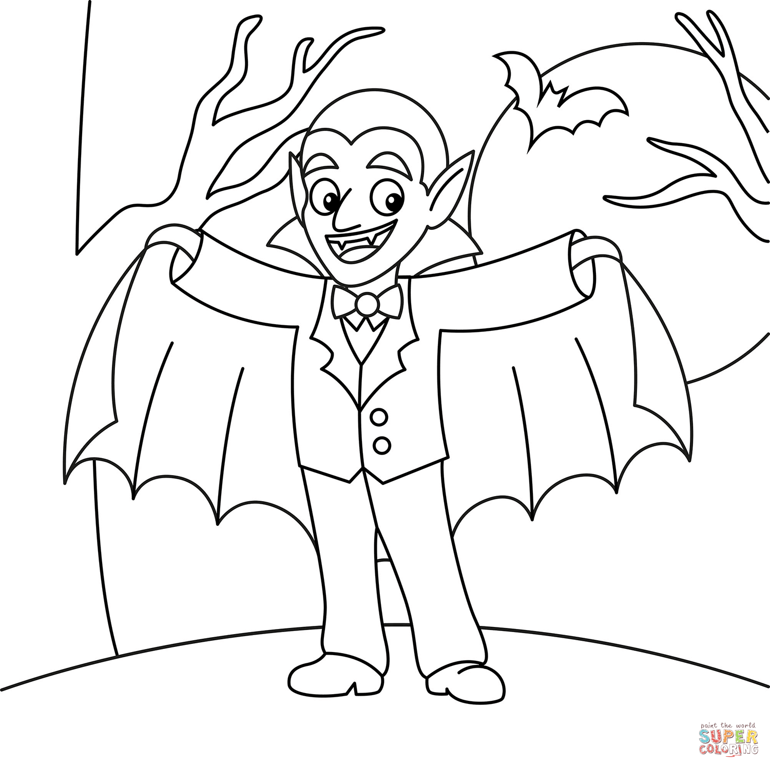 Cartoon dracula coloring page free printable coloring pages