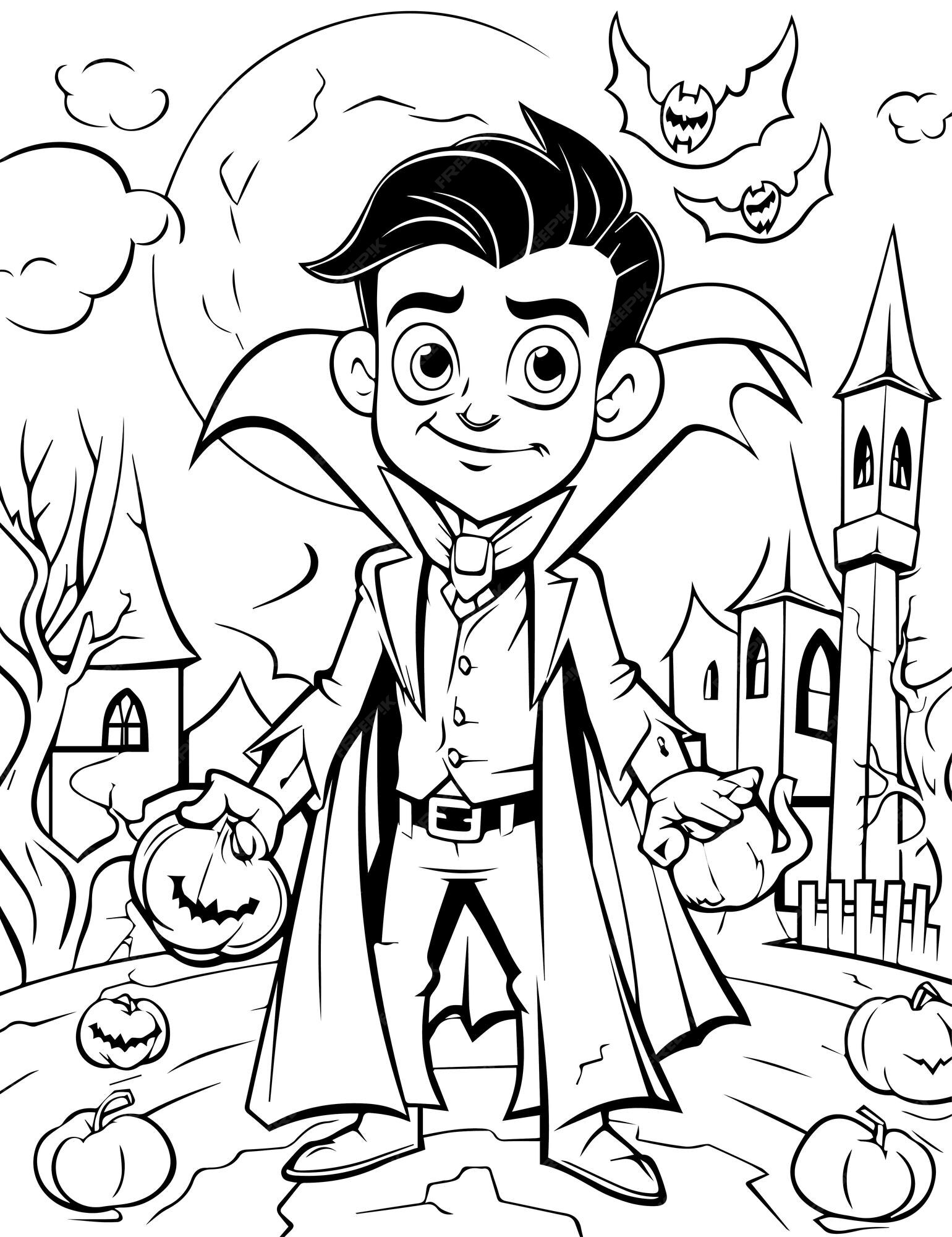 Premium vector dracula coloring pages for kids