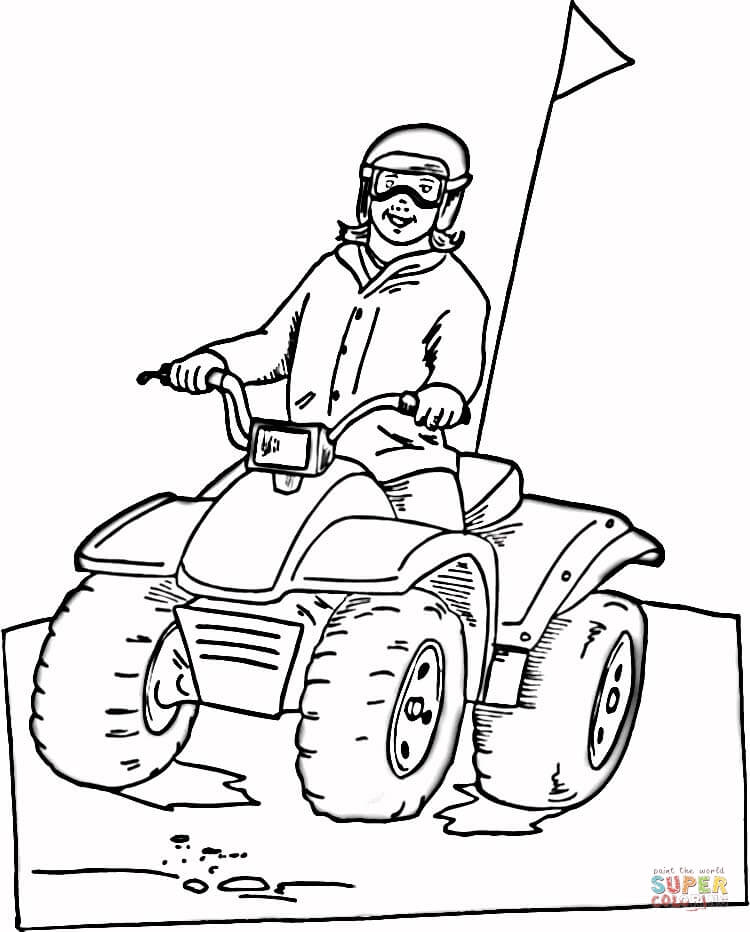 Riding on atv coloring page free printable coloring pages