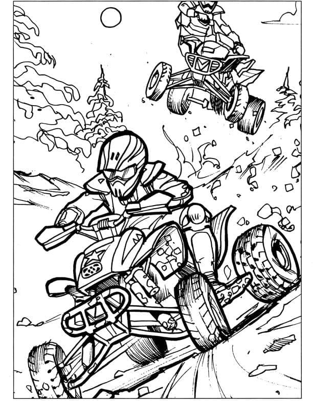 Atv racing coloring page