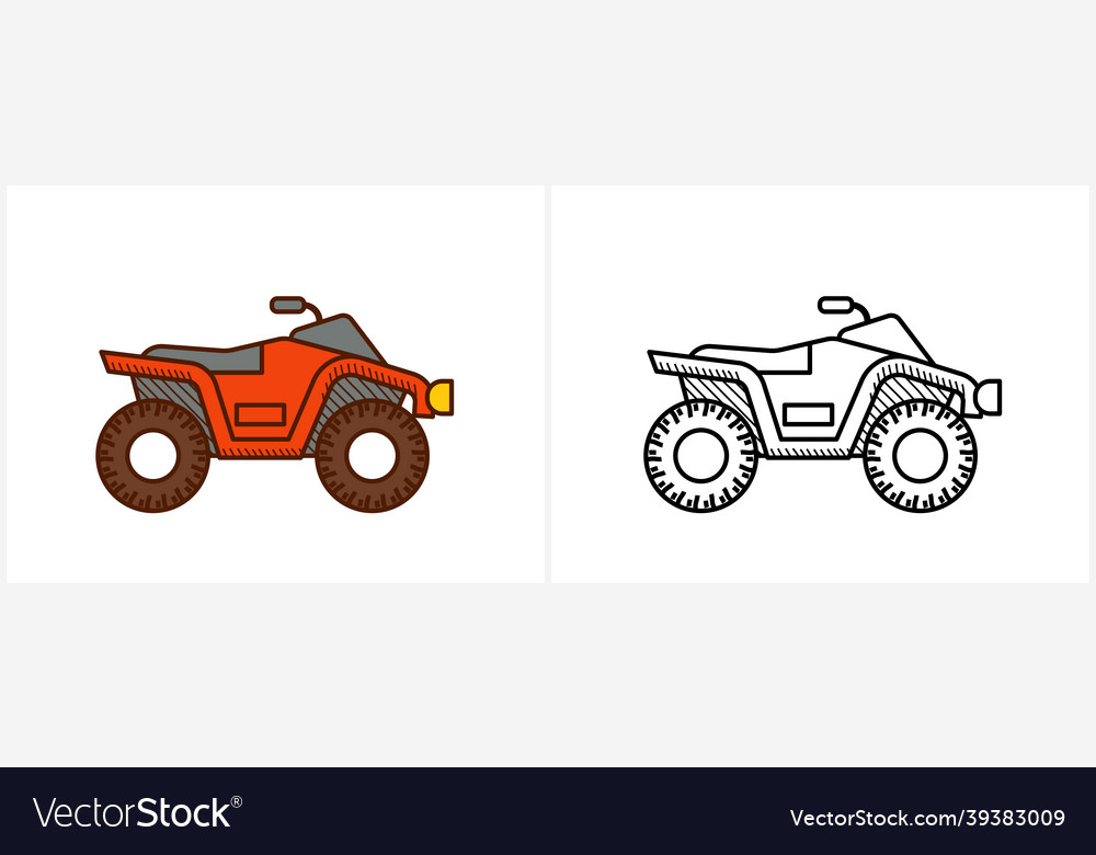 Quad bike coloring page for kids atv royalty free vector