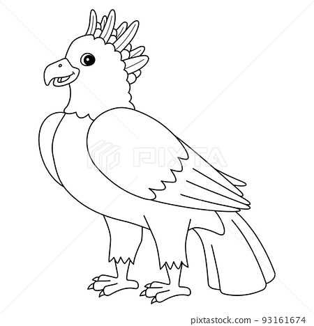 Harpy eagle animal isolated coloring page for kids