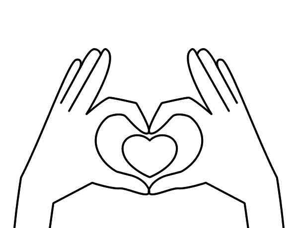 Heart with hands coloring page