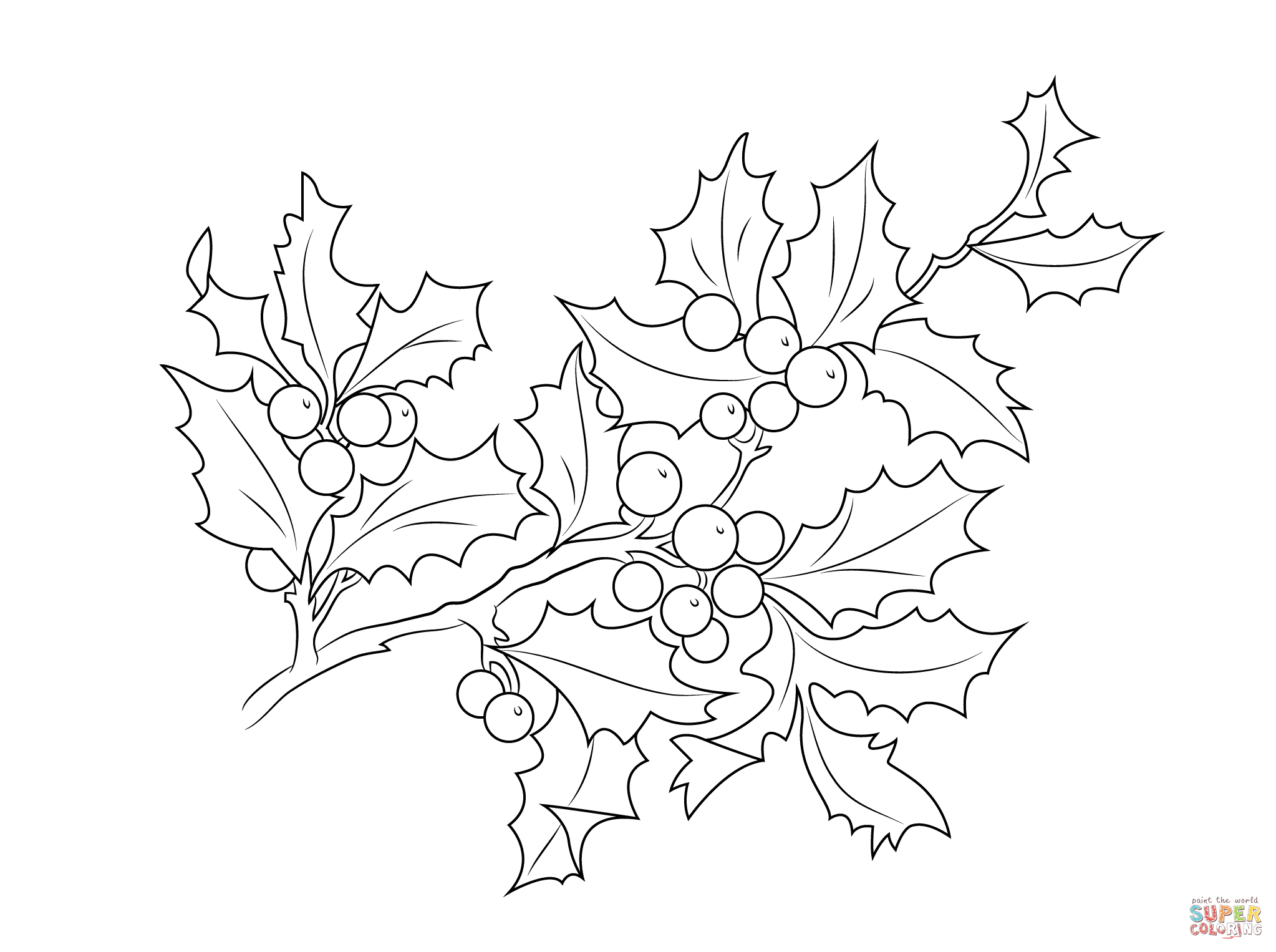 Christmas holly berries coloring page free printable coloring pages