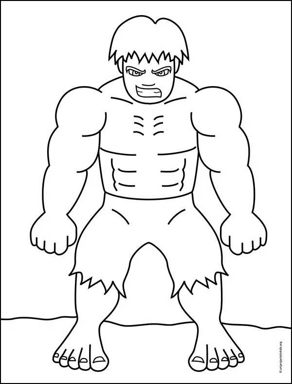 Easy how to draw the hulk tutorial and hulk coloring page